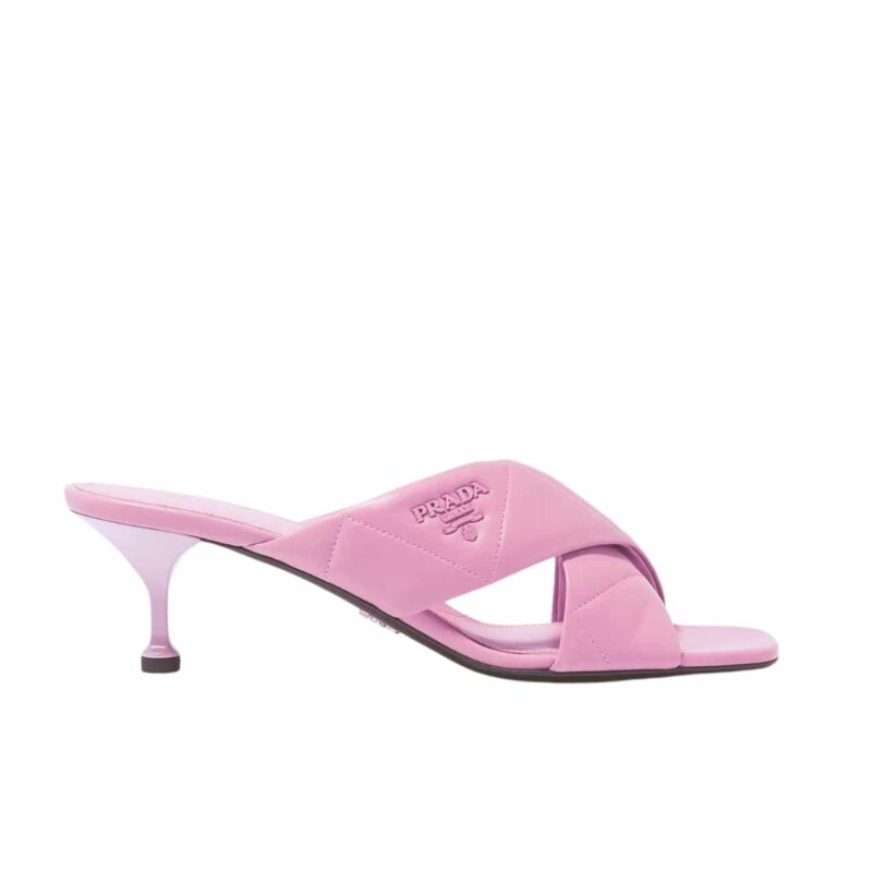 PRADA QUILTED LEATHER MULE PINK