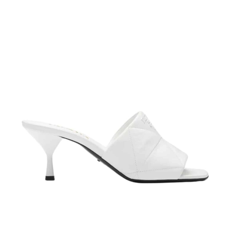 PRADA QUILTED NAPPA LEATHER HEELED SANDALS WHITE 1XX583 038 F0009 F B065