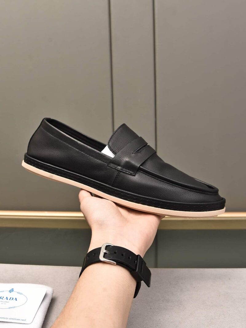 Alternative view of PRADA MEN'S FLAT LOAFERS LEATHER BLACK