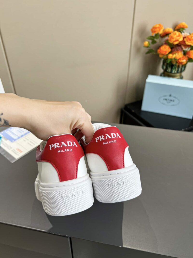 Alternative view of PRADA SNEAKERS IN WHITE LEATHER WITH RED LOGO