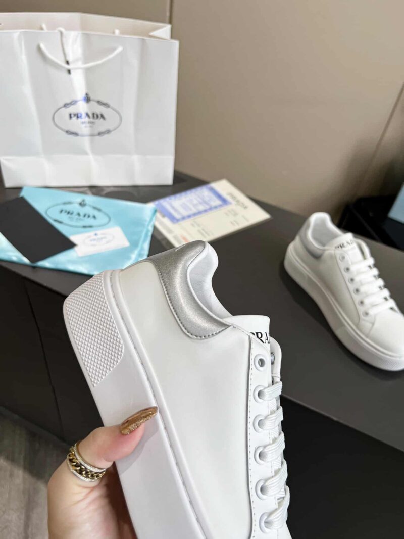 Alternative view of PRADA SNEAKERS IN WHITE LEATHER WITH SILVER LOGO