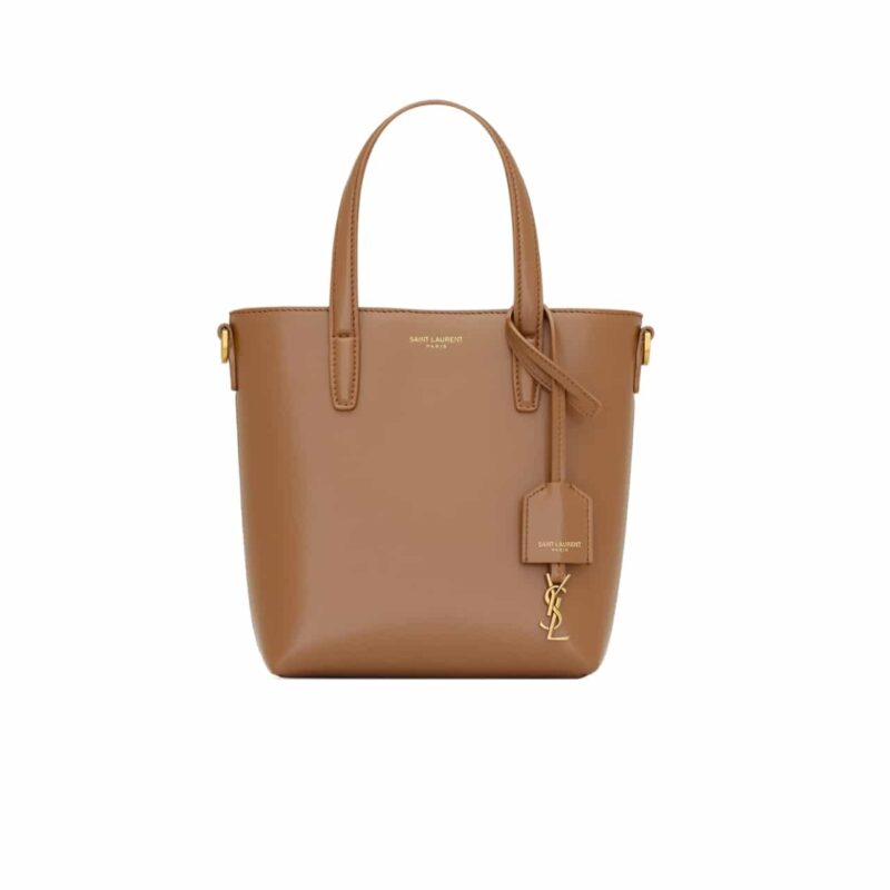 SAINT LAURENT TOY SHOPPING SAINT LAURENT IN BOX LEATHER BROWN 18CM 773995AADDI2536