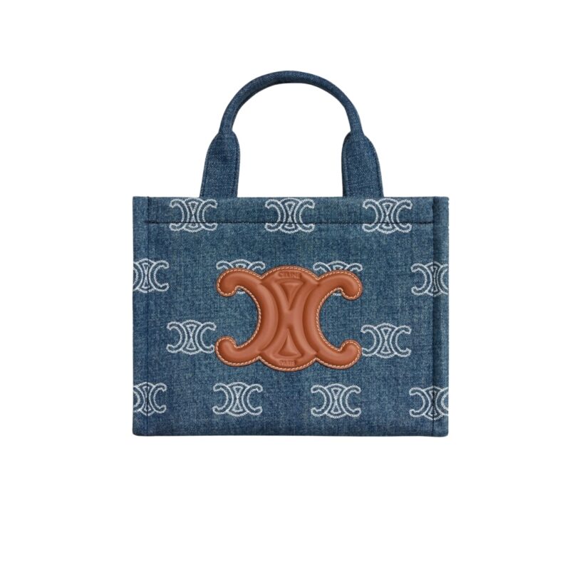 CELINE TRIOMPHE SMALL CABAS THAIS IN DENIM NAVY 25CM 199162FED 07AT