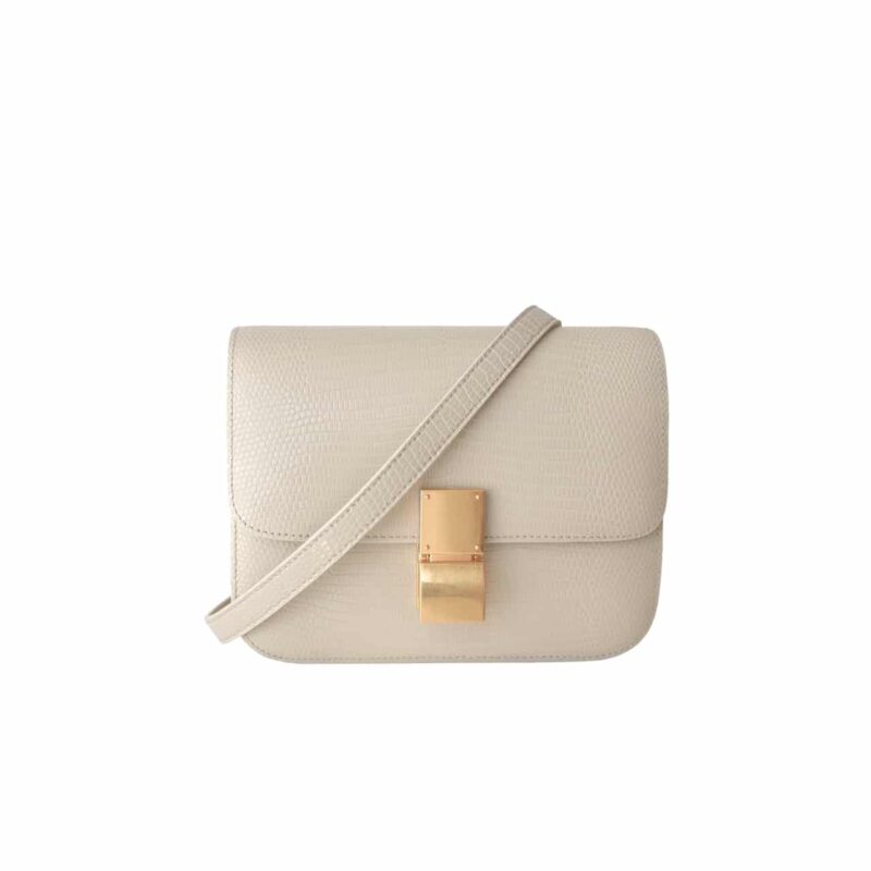 CELINE SMALL CLASSIC BAG IN LIZARD WHITE 18CM