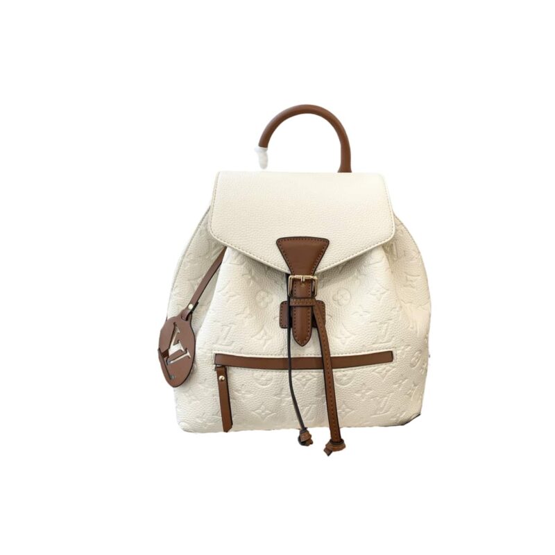 LOUIS VUITTON MONTSOURIS BACKPACK EMPREINTE WHITE AND BROWN 25CM