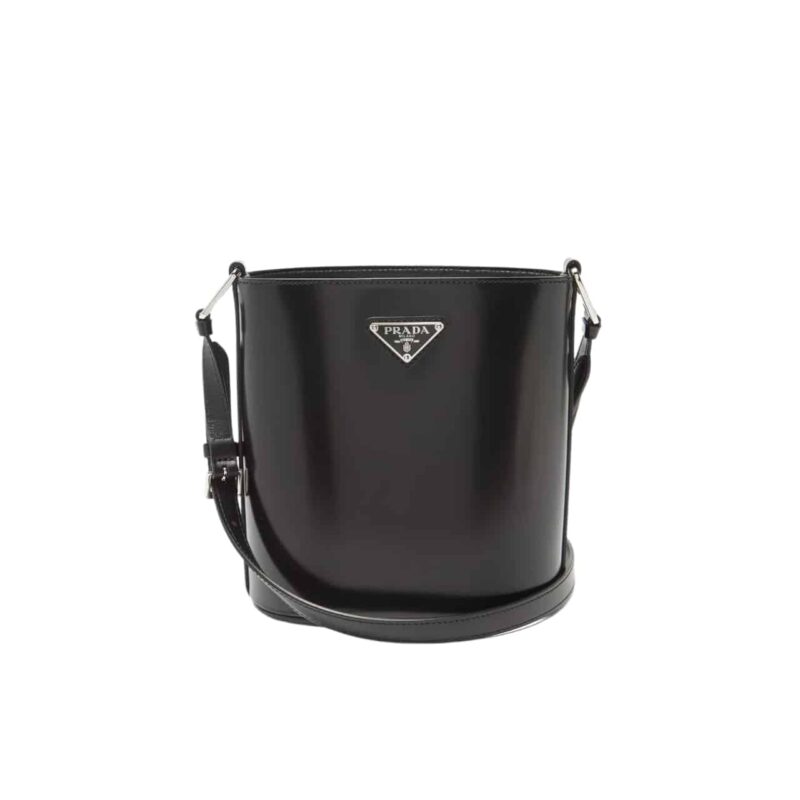PRADA SPAZZOLATO BUCKET BAG BLACK 17CM