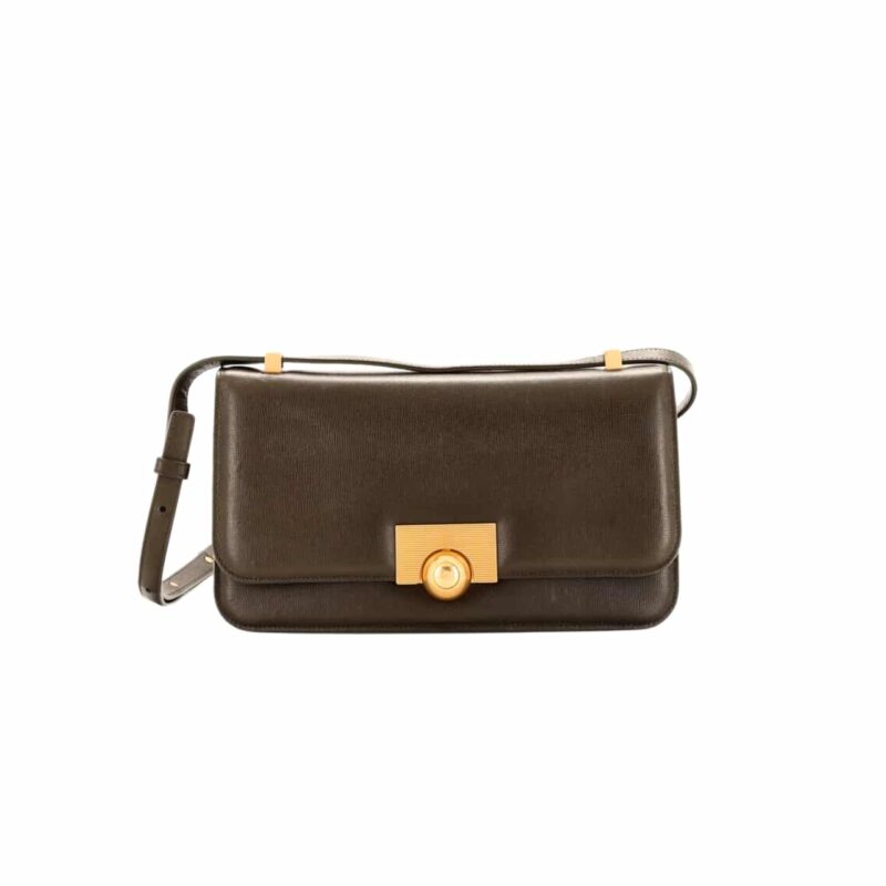 BOTTEGA VENETA PATENT BV CLASSIC SHOULDER BAG IN BROWN 22CM