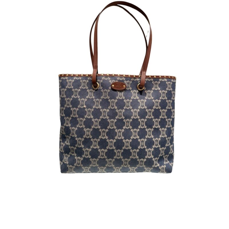 CELINE MACADAM DENIM TOTE BAG INDIGO NAVY BLUE 34CM