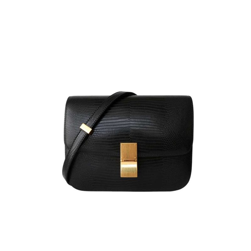 CELINE SMALL CLASSIC BAG IN LIZARD BLACK 18CM