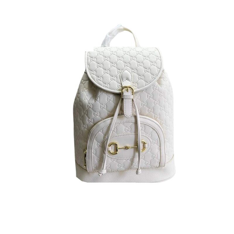 GUCCI 1955 HORSEBIT BACKPACK LARGE ALL WHITE 27CM