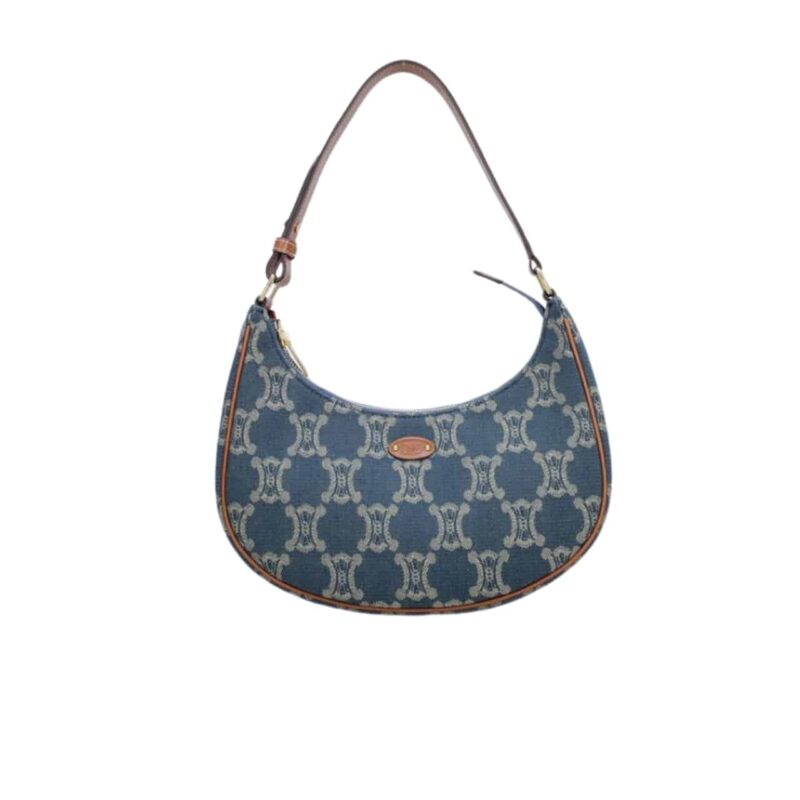 CELINE AVA TRIOMPHE BAG HALF MOON IN DENIM BLUE 25CM