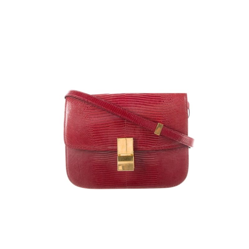 CELINE SMALL CLASSIC BAG IN LIZARD RED 18CM