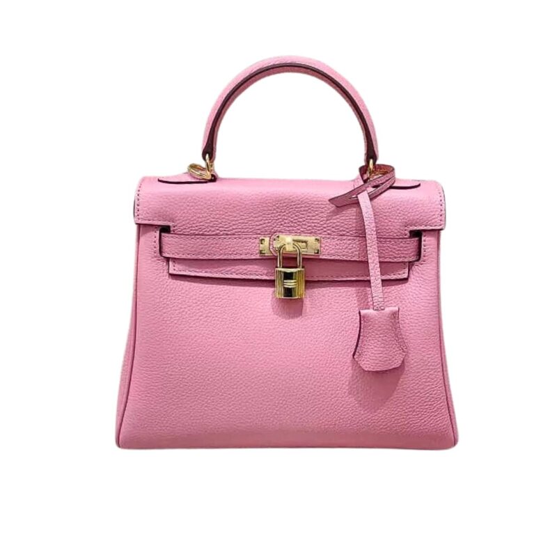 HERMÈS KELLY 28 SELLIER HANDBAG IN ROSE CONFETTI EPSOM LEATHER WITH PALLADIUM HARDWARE 28CM