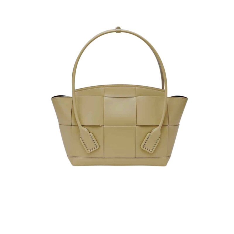 BOTTEGA VENETA ARCO HANDBAG INTRECCIATO LEATHER IN MUD 20CM