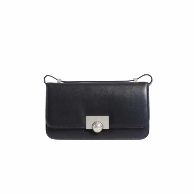 BOTTEGA VENETA PATENT BV CLASSIC SHOULDER BAG IN BLACK 22CM