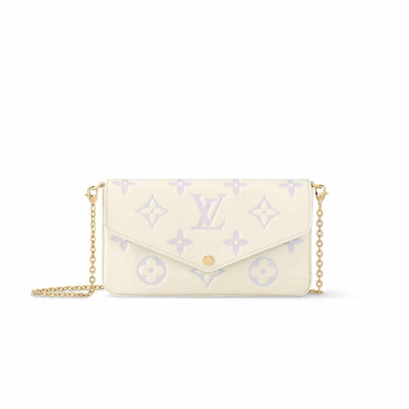 LOUIS VUITTON POCHETTE FELICIE BAG IN LATTE AND BUBBLE TEA 22CM