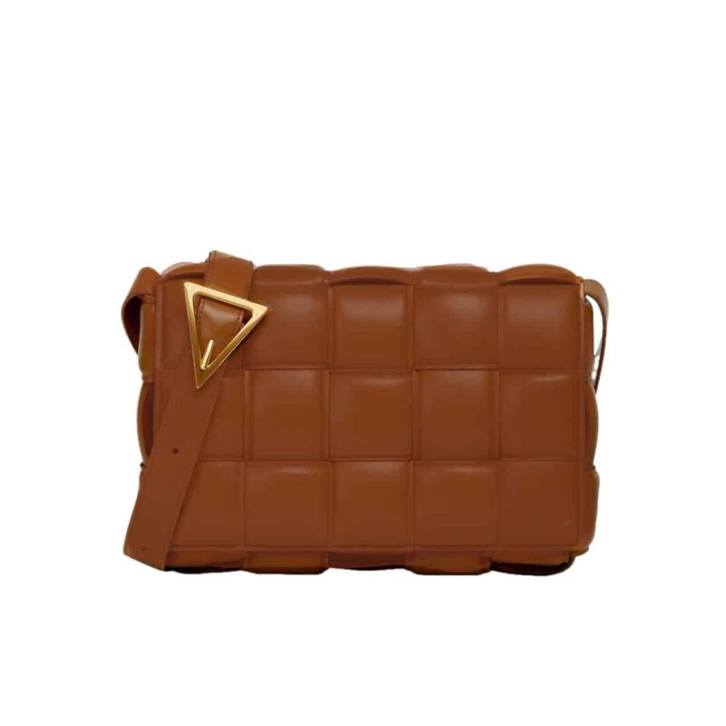 BOTTEGA VENETA PADDED INTRECCIO LEATHER BAG CARAMEL 22CM 591970VCQR19850