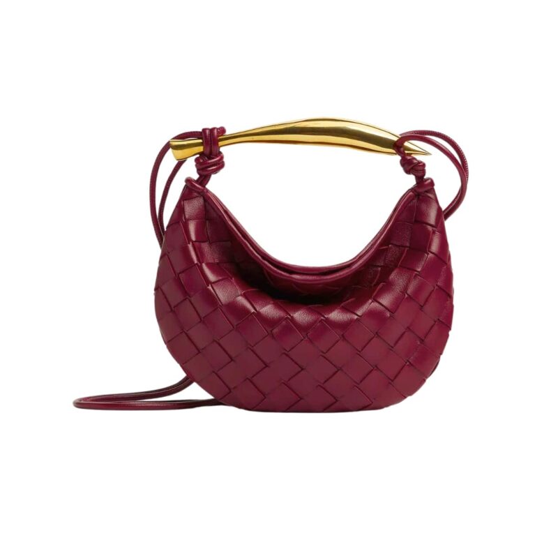 BOTTEGA VENETA SARDINE HANDLE BAG BURGUNDY RED 20CM 744267VCPP12250