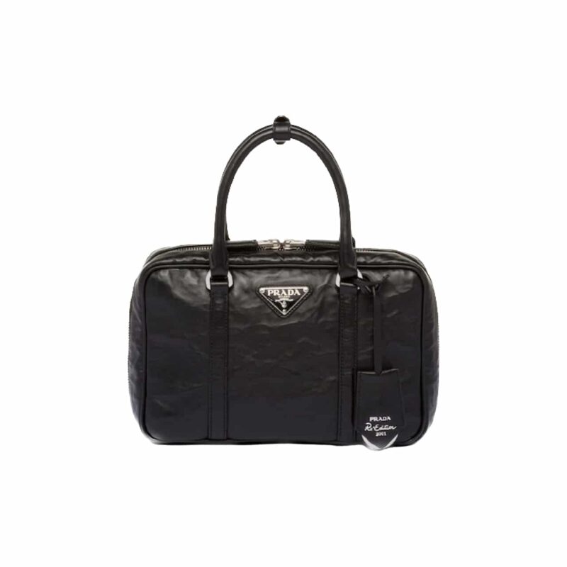 PRADA ANTIQU HANDLE BAG BLACK 25CM 1BB092 UVL F0002 V T2O