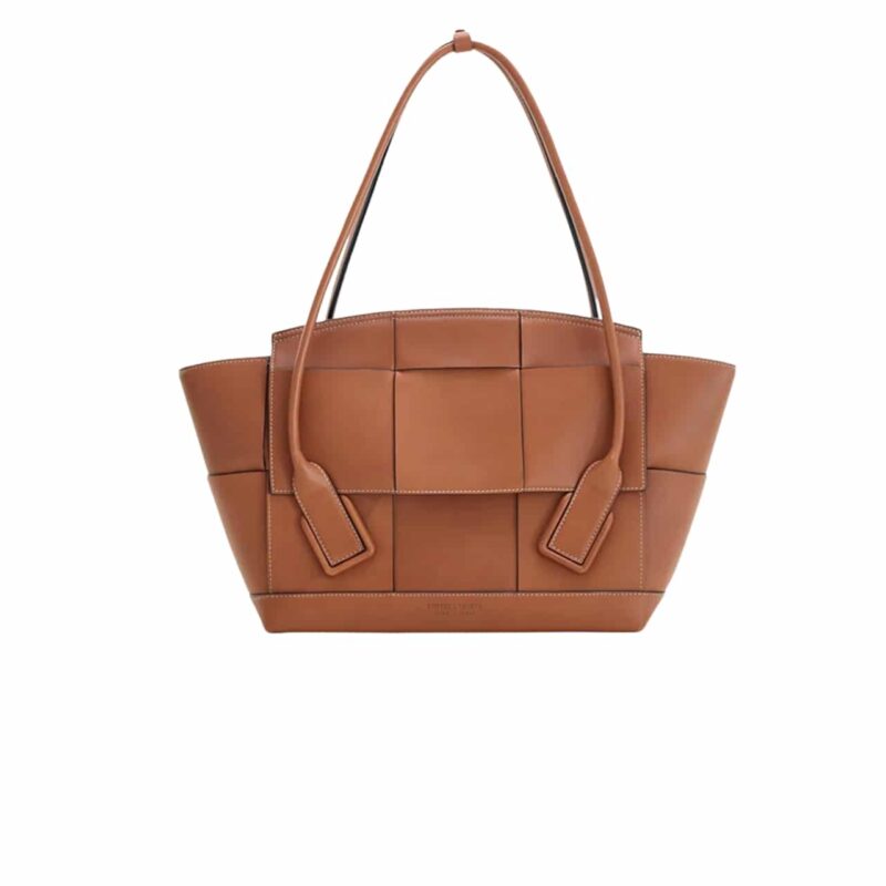 BOTTEGA VENETA ARCO HANDBAG INTRECCIATO LEATHER IN WOOD 20CM