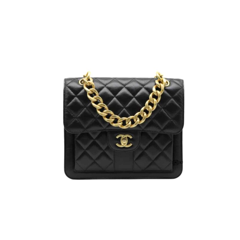 CHANEL 23S RETRO BACKPACK WITH GOLD HARDWARE BLACK 22CM