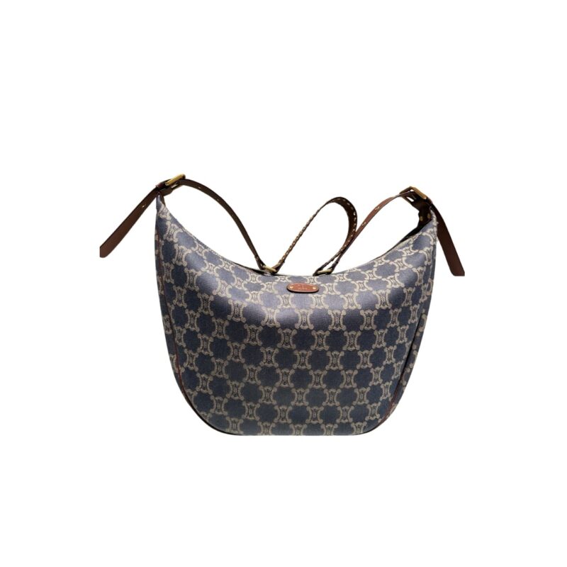 CELINE MACADAM DENIM SHOULDER BAG BLUE NAVY 48CM