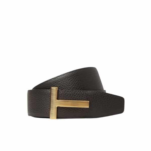 TOM FORD BLACK REVERSIBLE FULL GRAIN LEATHER BELT