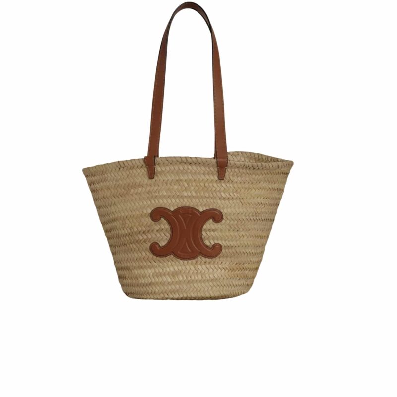 CELINE LARGE TRIOMPHE CLASSIC PANNIER IN RAFFIA TAN 42CM 192622CGG 04LU