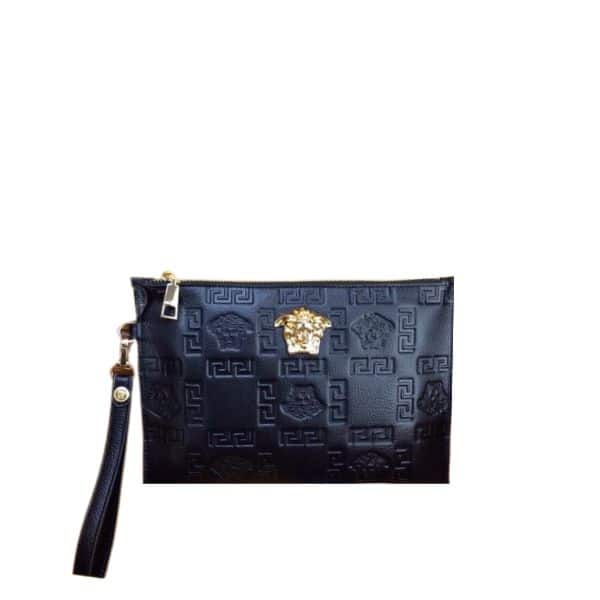 VERSACE MEDUSA CLUTCH VERSACE EMBOSSED BLACK 28CM