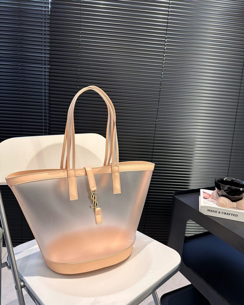 Alternative view of SAINT LAURENT PANIER MEDIUM IN VINYL AND VEGETABLE TANNED LEATHER BROWN 28 CM 773697FAC0F2275