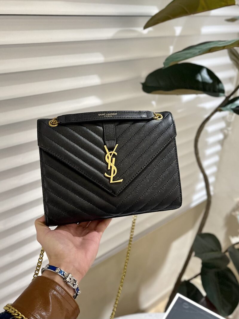 Alternative view of SAINT LAURENT CASSANDRE MATELASSÉ LEATHER FLAP BAG BLACK 24CM