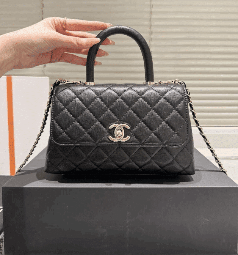Alternative view of CHANEL TRENDY CC TOP HANDLE BAG PYTHON BLACK 23CM