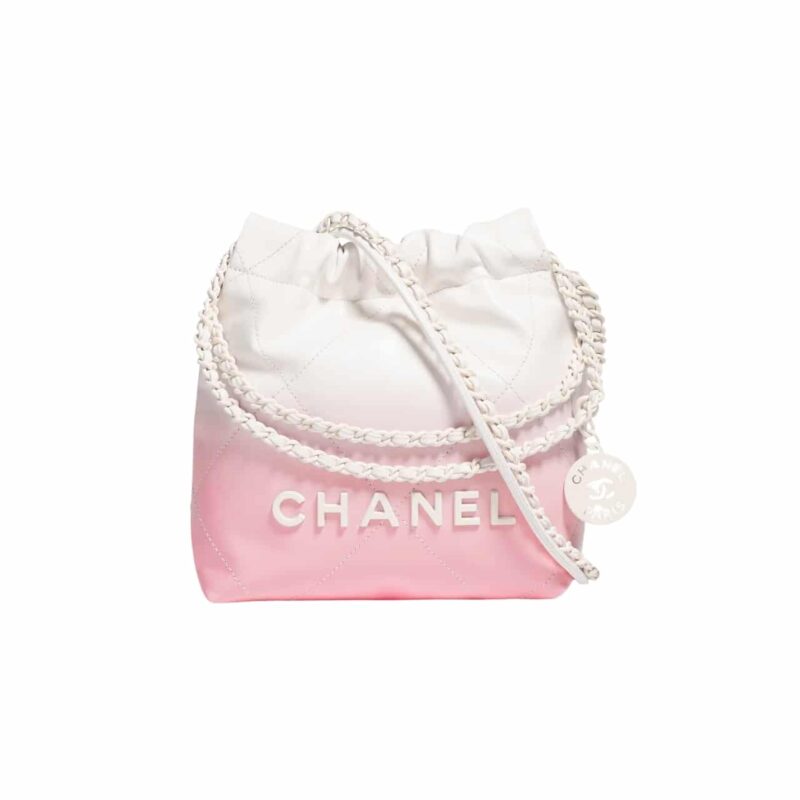 CHANEL 22 MINI HANDBAG PATENT GRADIENT PINK 20CM