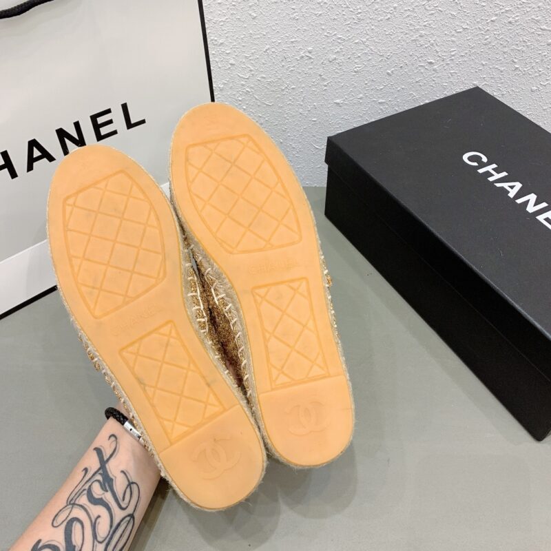 Alternative view of CHANEL CC ESPADRILLES TWEED SLIP ON CRINKLED BEIGE