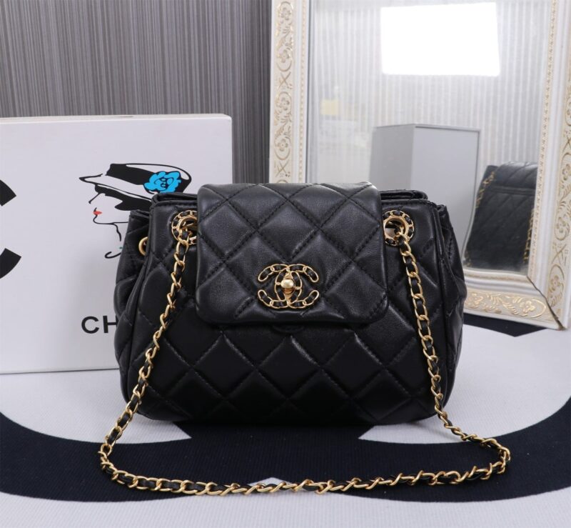 Alternative view of CHANEL MIX ACCORDION CC FLAP BAG QUILTED GLAZED BLACK 23CM