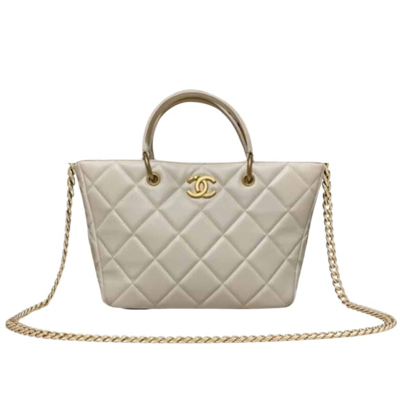 CHANEL SMALL SHOPPING BAG WHITE 25CM AS4188