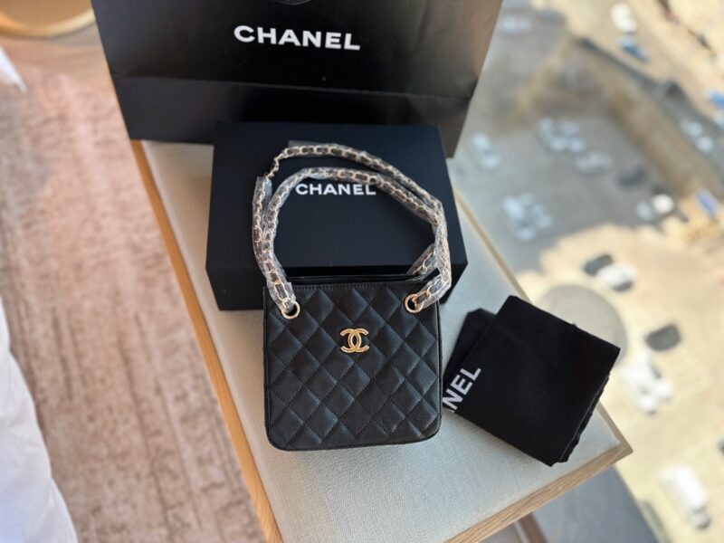 Alternative view of CHANEL QUILTED CC BUCKET BAG CAVIAR BLACK 17CM