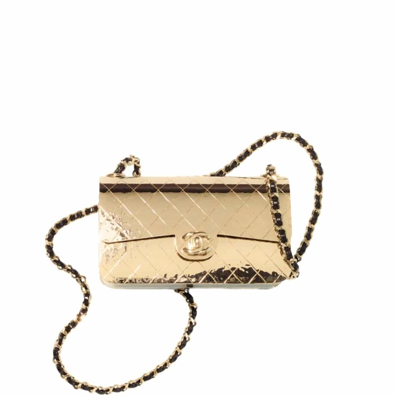 CHANEL FLAP BAG GOLD METAL 18CM