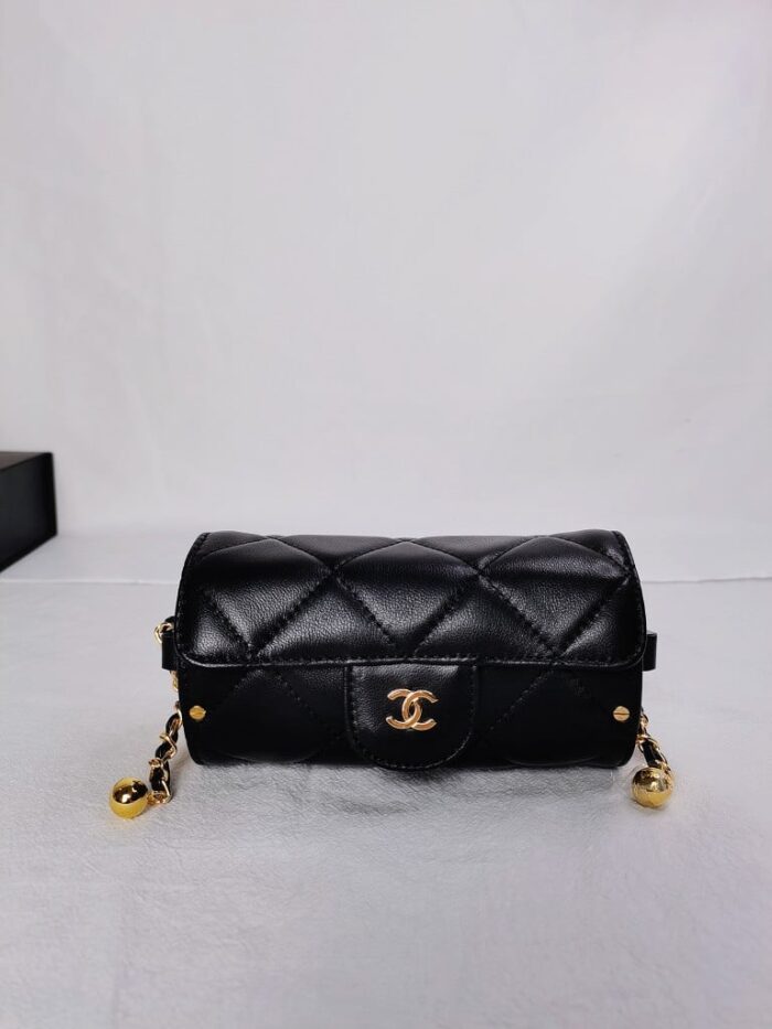 Alternative view of CHANEL LIPSTICK BAG WITH CHAIN GHW BLACK 15CM