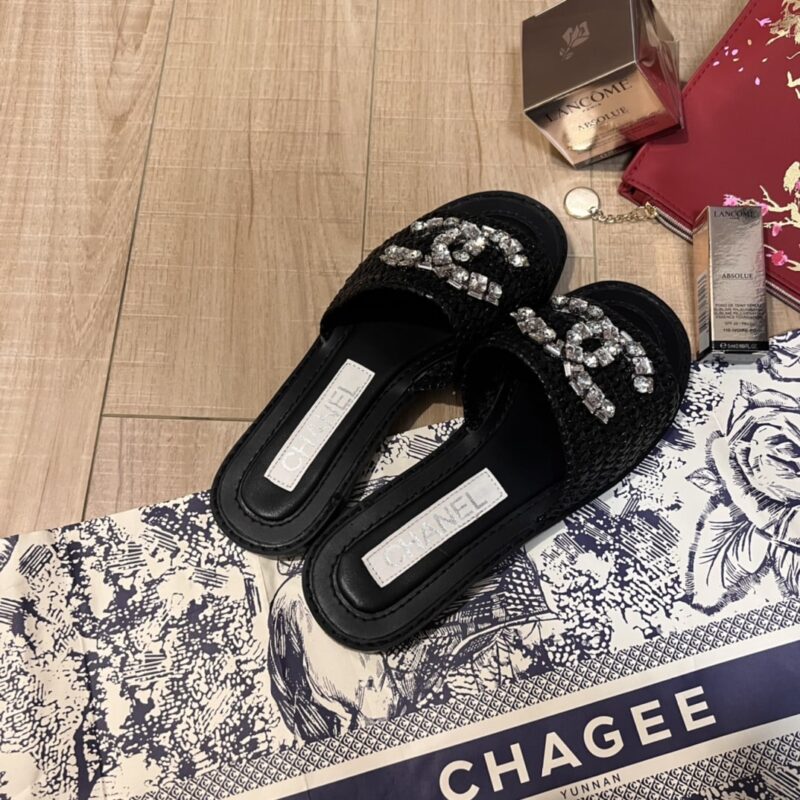 Alternative view of CHANEL COCO MARK 23SS STRAW AND LEATHER SANDALS