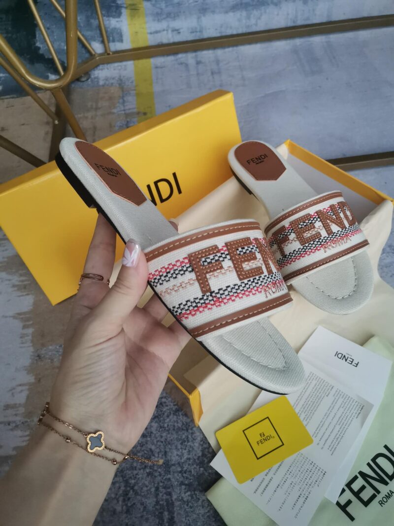 Alternative view of FENDI SIGNATURE BEIGE CANVAS SLIDES 8R8092AO0XF1LRU