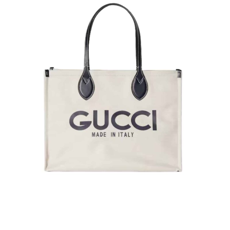GUCCI MEDIUM TOTE BAG WITH GUCCI PRINT WHITE BLUE 45CM 772176 FACVW 8941
