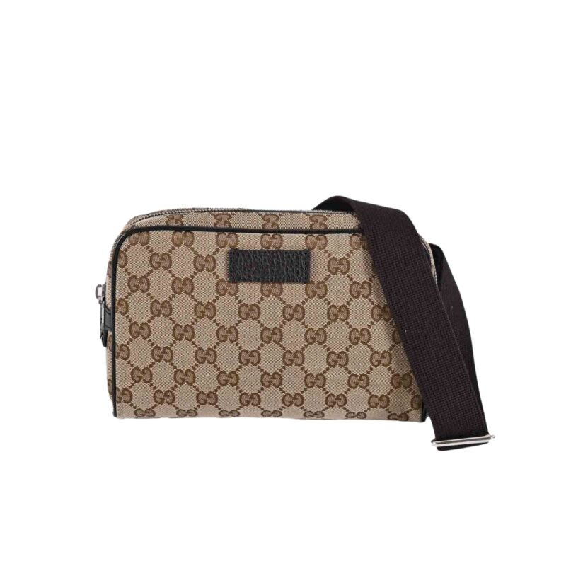 GUCCI GG CANVAS WAISTBAG BEIGE EBONY 22CM 449174 KY9KN 9886