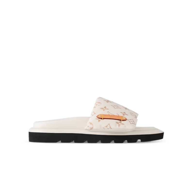 LOUIS VUITTON POOL PILLOW FLAT COMFORT MULE SANDALS BEIGE 1ACJZA