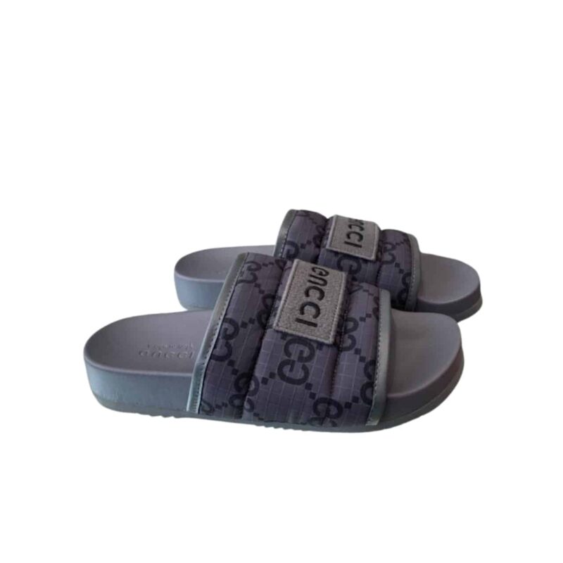 GUCCI GG HORIZONTAL STRAP SANDALS WITH TAG IN GREY