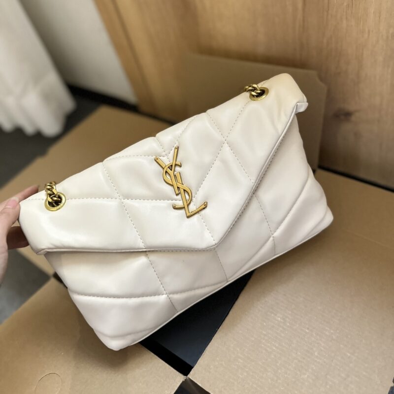 Alternative view of SAINT LAURENT LOULOU PUFFER SMALL SHOULDER BAG IN SOFT CREAM 28CM