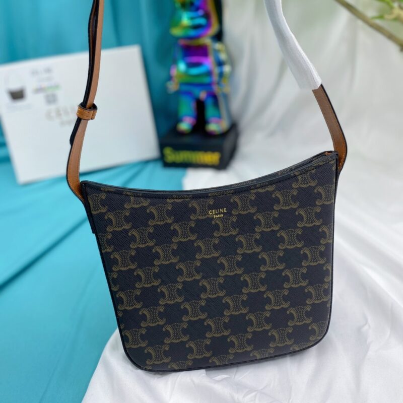 Alternative view of CELINE CROQUE BAG IN TRIOMPHE CANVAS AND TAN 19CM 112272CUZ 04LU