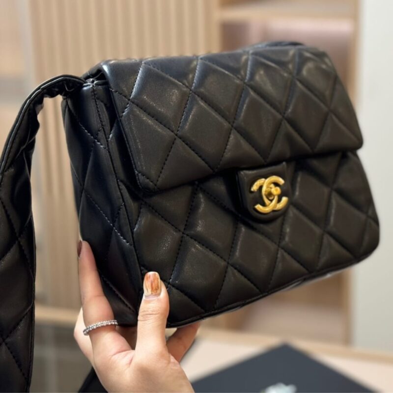 Alternative view of CHANEL LEATHER PARTY TOP HANDLE SATCHEL FLAP BAG BLACK 23CM