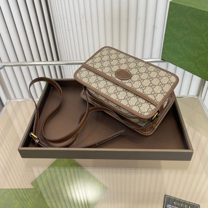 Alternative view of GUCCI MINI BAG WITH INTERLOCKING G IN GG SUPREME BROWN 22CM