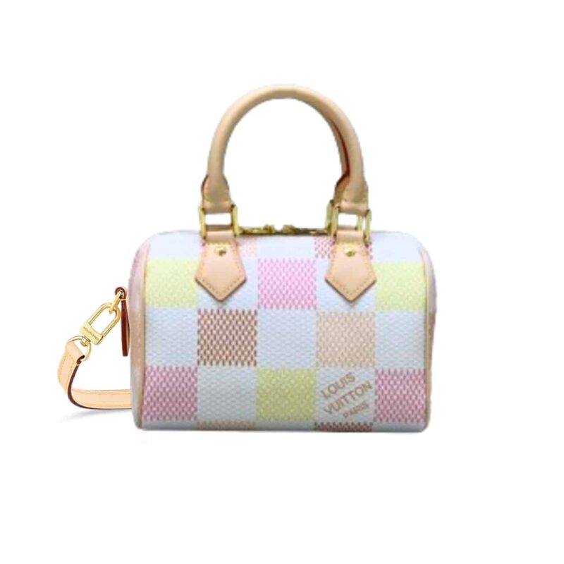 LOUIS VUITTON SPEEDY BANDOULIÈRE DAMIER CANVAS PEACH 20CM